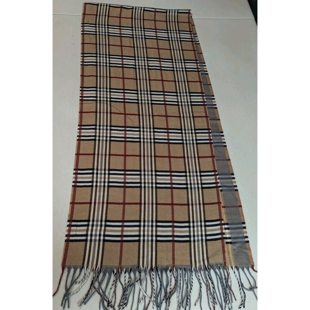 British Plaid Tartan Scarf Saddlebred Tan Nova Check Made in Germany